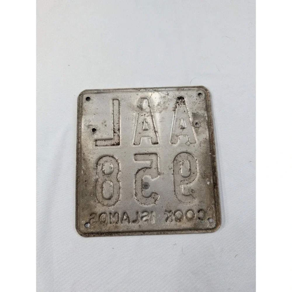 RARE Used Cook Island‎ motorcycle scooter License plate AAL958 from the 1990's